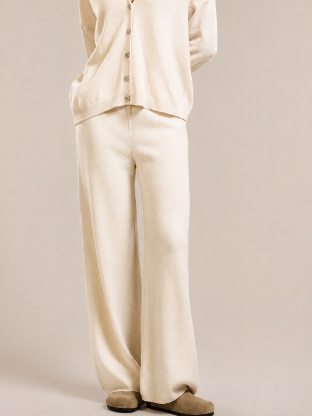 NWOT Jaki London Isla Cashmere Wool Blend Wide Leg Lounge Pants O/S